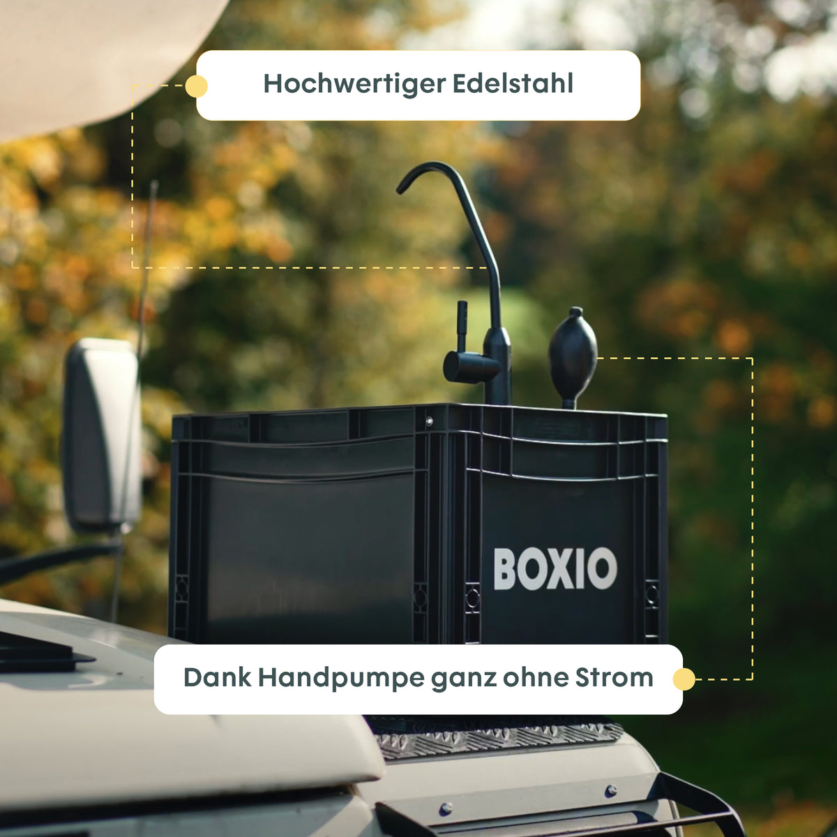 BOXIO WASH XL PLUS I Portable XL Camping Sink with Shower Head