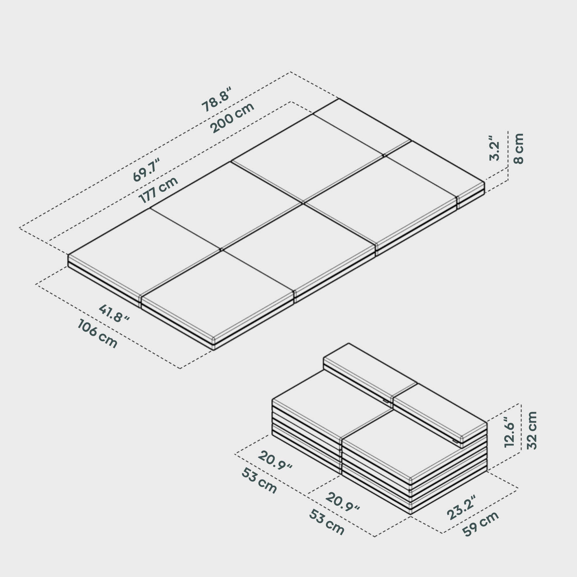 BOXIO RACK SLEEP 106 x 200 cm I Folding mattresses