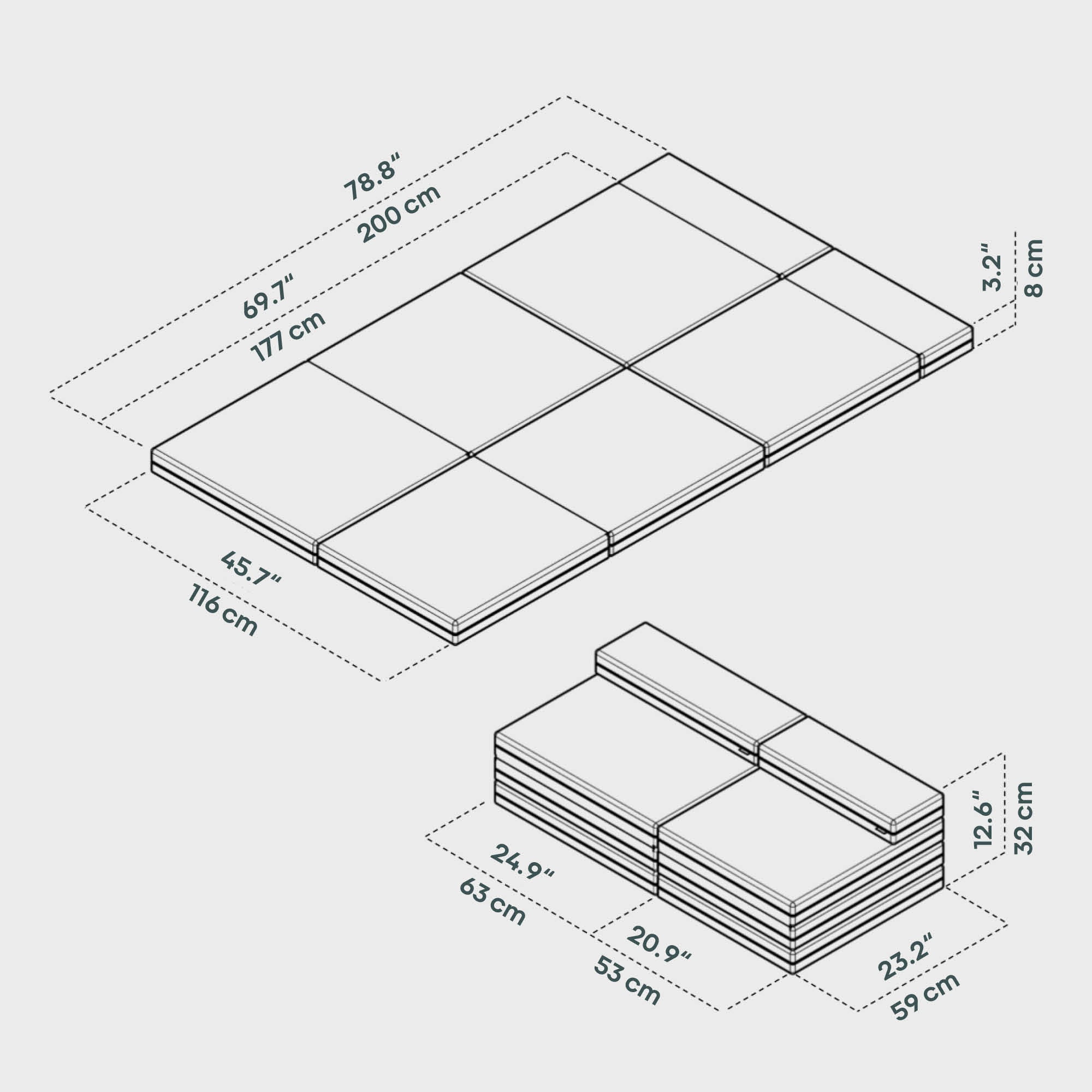 BOXIO RACK SLEEP 116 x 200 cm I Colchones plegables