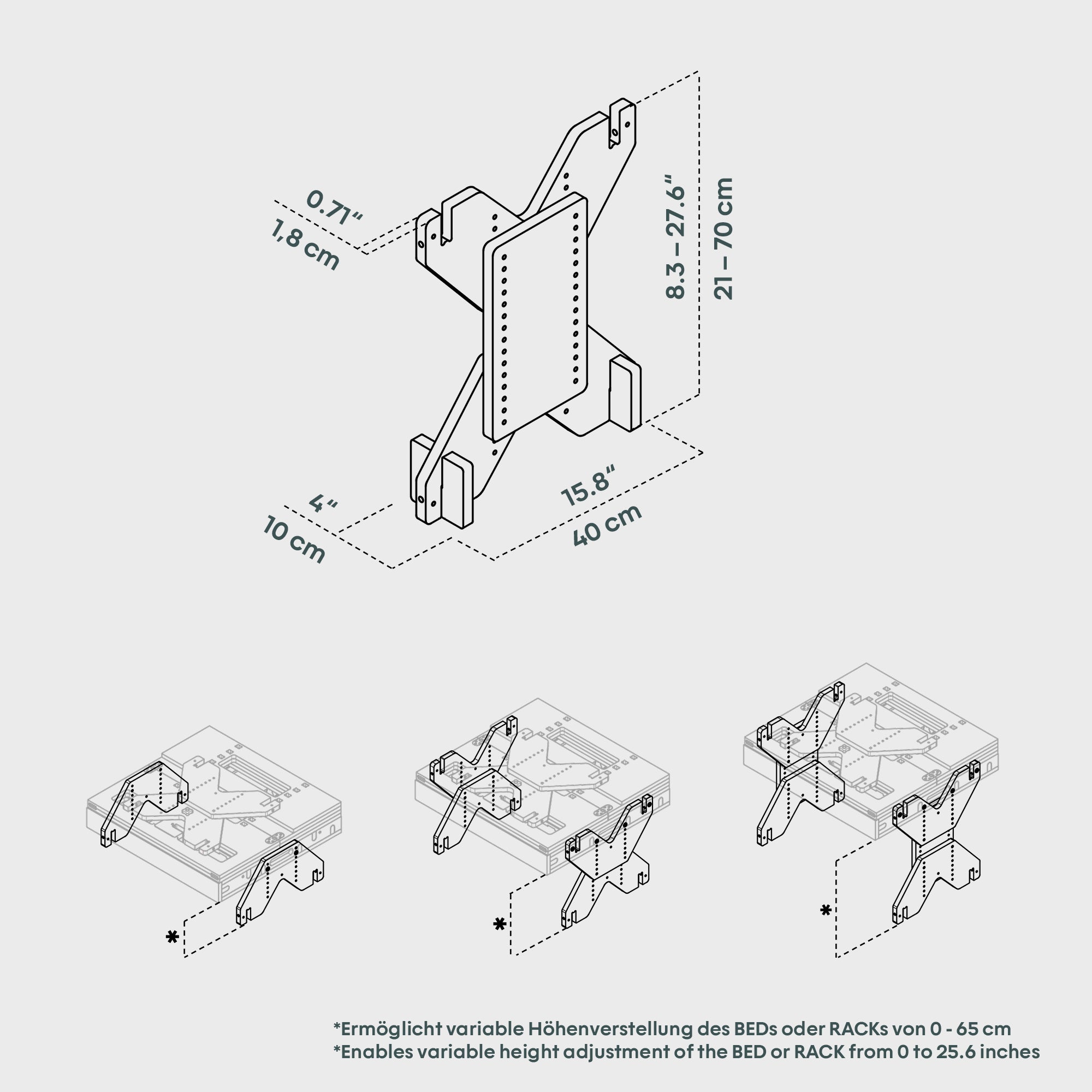 PIE PARA BOXIO RACK I Pie regulable en altura