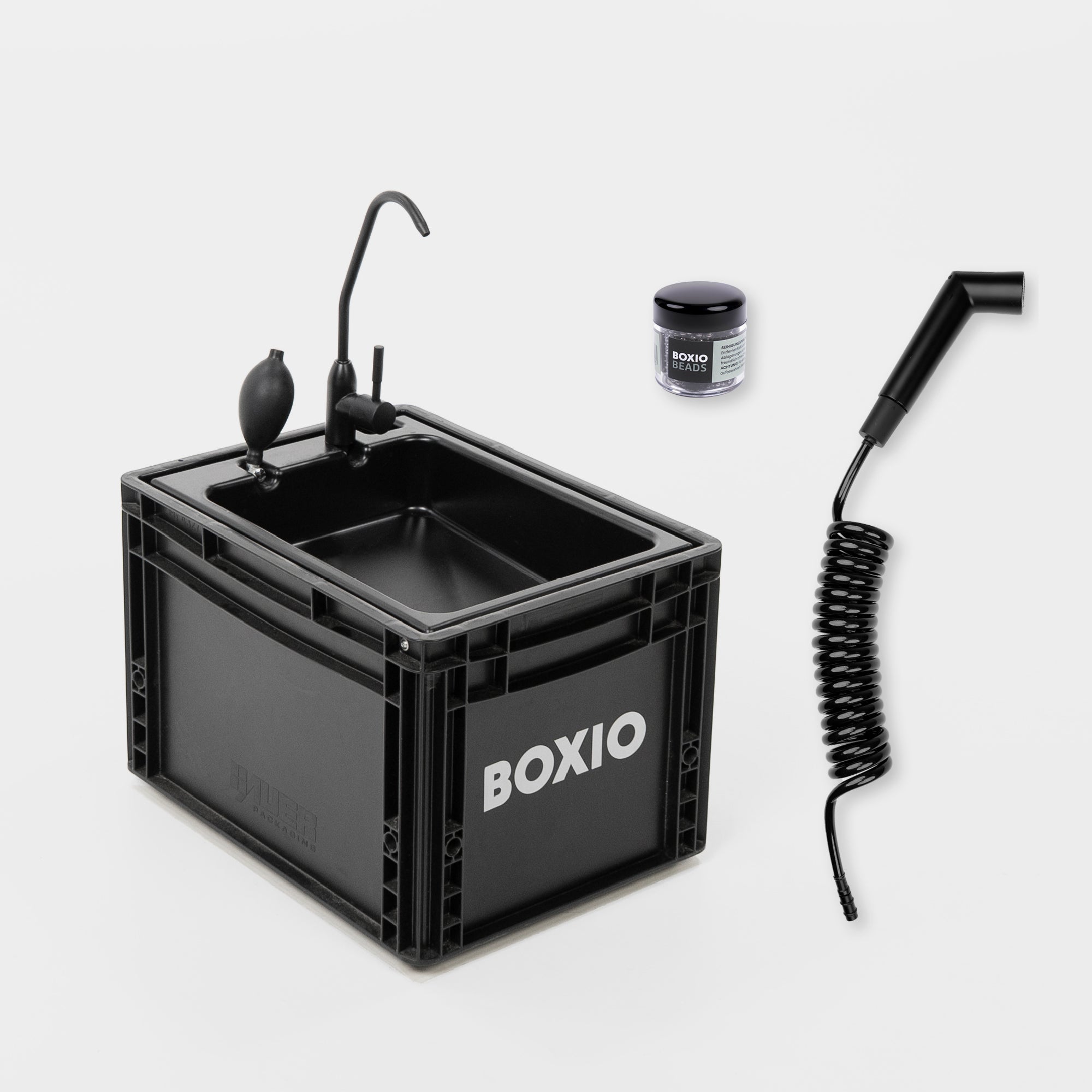 BOXIO-WASH | Lavabo portátil sin electricidad, móvil, compacto