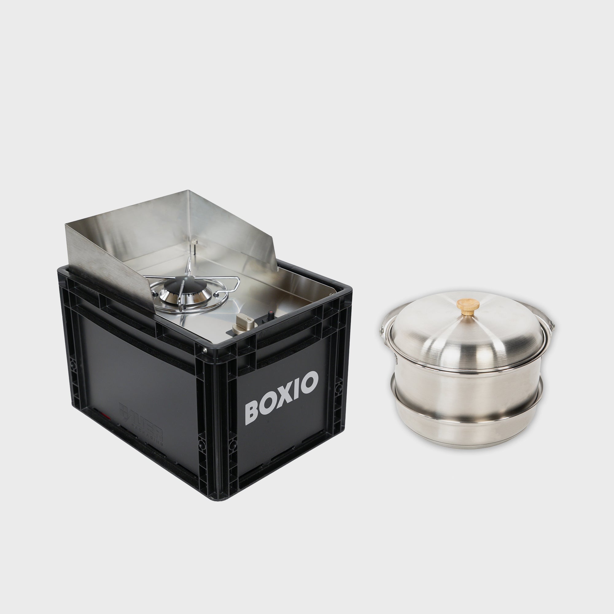 BOXIO COOK PLUS | Cocina de gas móvil con juego de ollas
