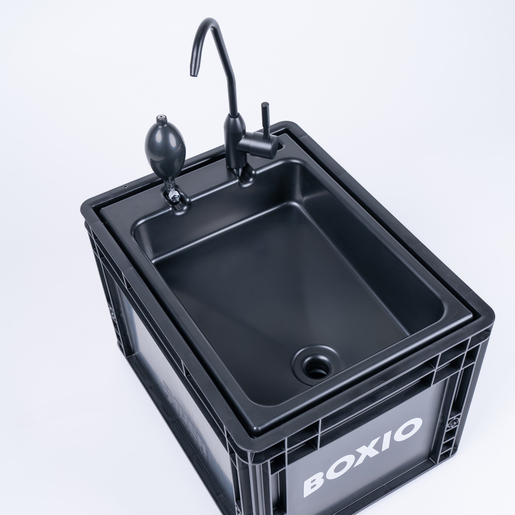 BOXIO - WASH: lavabo móvil con bomba manual, lavabo para furgoneta, camping  jardín, lavabo con grifo, plástico, negro